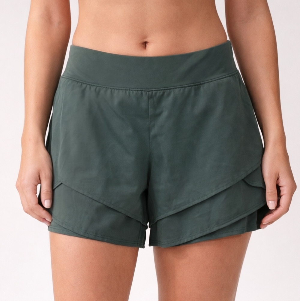 CALIA by Carrie Underwood Athletic Ruffle Shorts Olive Green Size XL